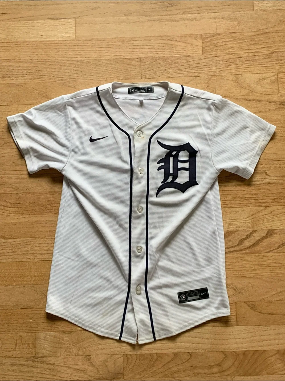 Nike White Baseball Button-Up Jersey with Navy Details